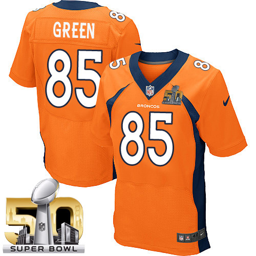 Men's Elite Virgil Green Super Bowl L Nike Jersey Orange Home - #85 NFL Denver Broncos